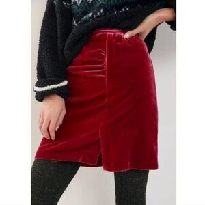 Anthropologie Montie Velvet Mini Skirt Size 2 NWT Raspberry Color